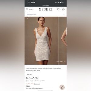 Meshki Louanne Beaded Mini Dress in White - Bridal